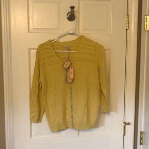 FatFace size 6 mustard yellow button cardigan -NWT